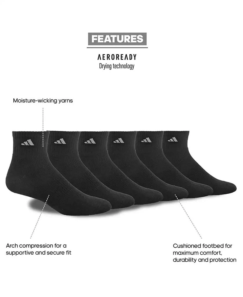 Men's Cushioned Quarter Extended Size Socks, 6-Pack 商品