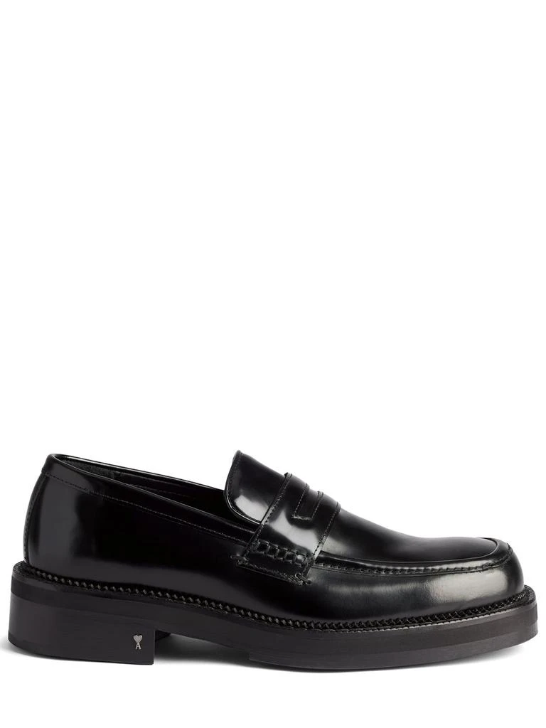 商品AMI|Square-toe Leather Loafers,价格¥3197,第1张图片