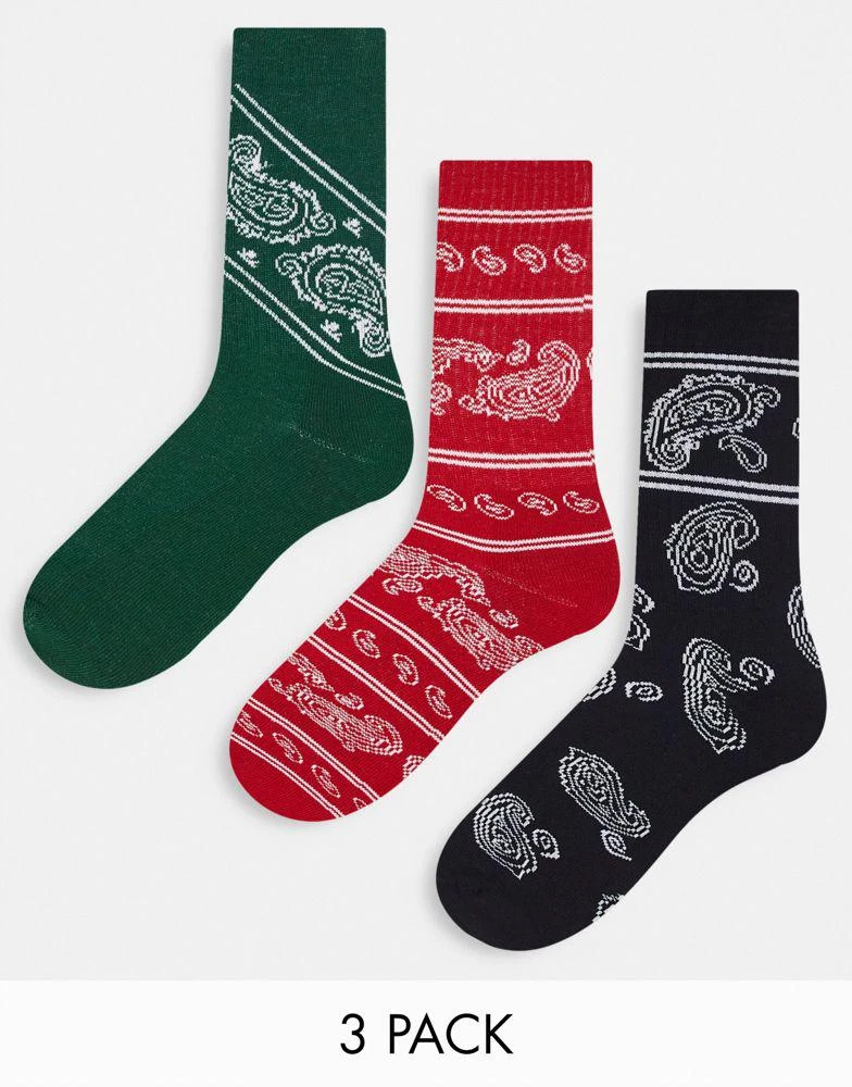 商品ASOS|ASOS DESIGN sports socks with bandana print,价格¥97,第1张图片