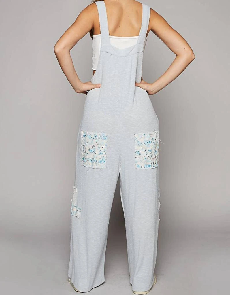 商品POL|Floral Pocket Patched Jumpsuit In Powder Blue,价格¥309,第4张图片详细描述