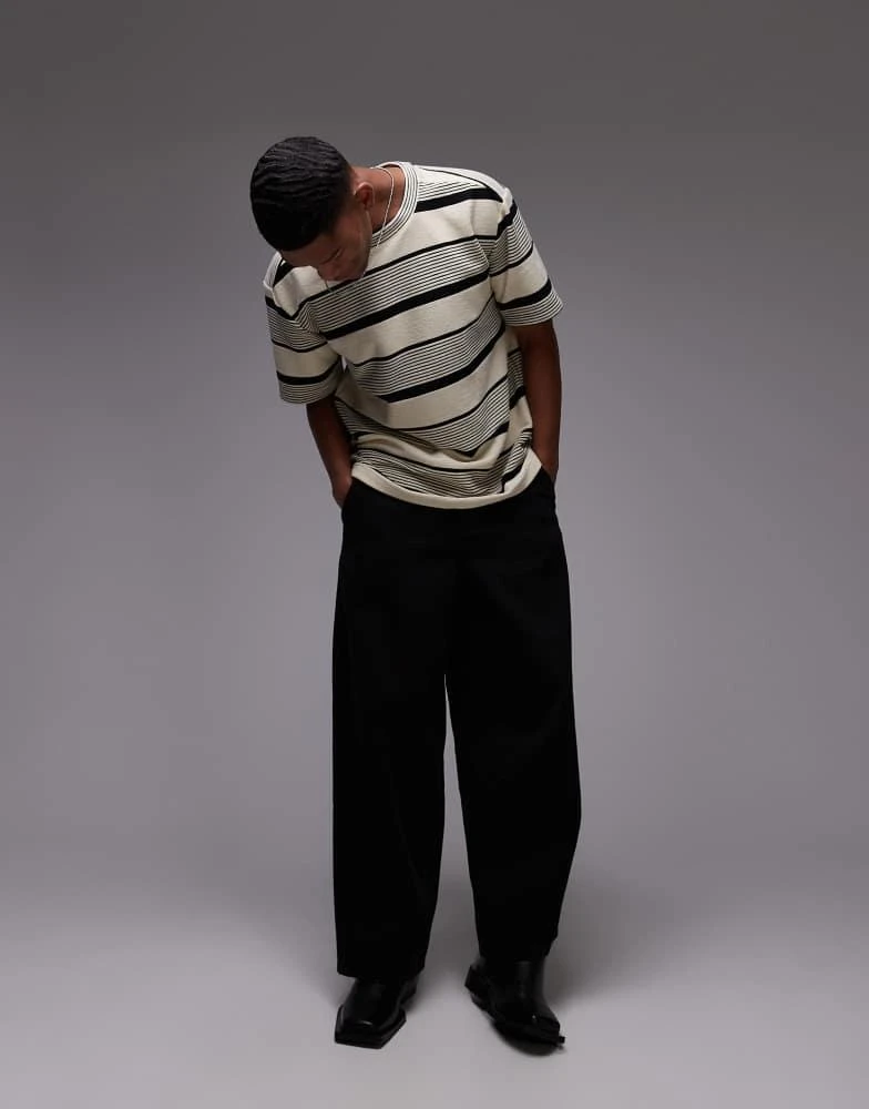 商品Topman|Topman premium oversized fit stripe t-shirt in ecru,价格¥313,第2张图片详细描述