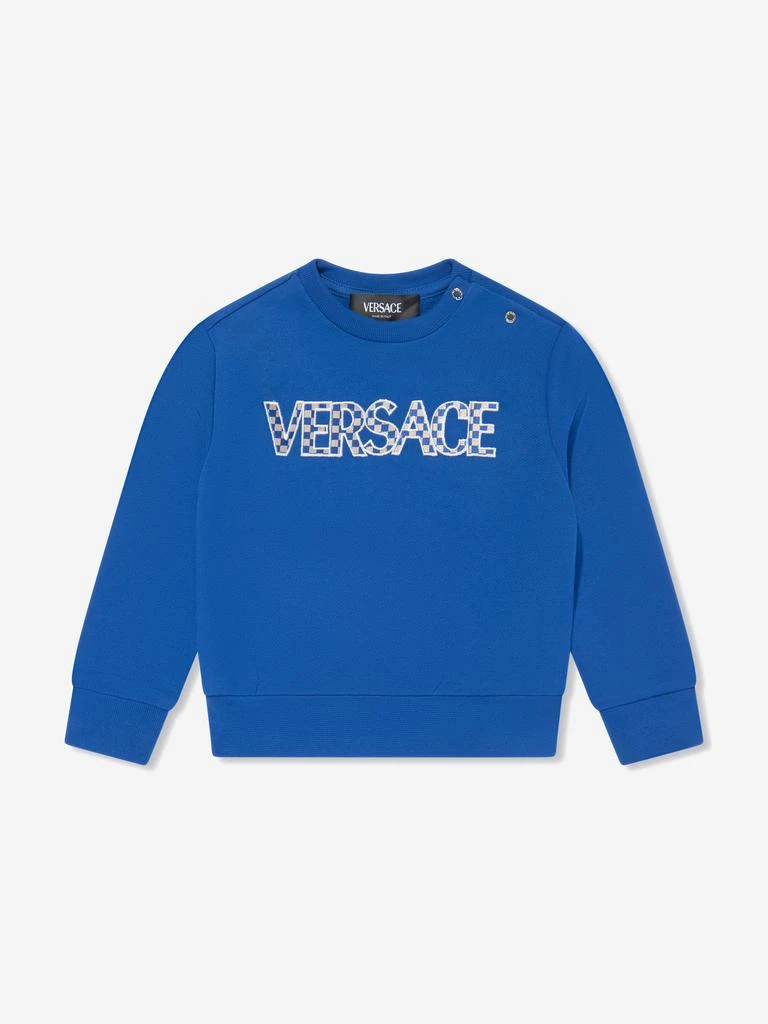 商品Versace|Versace Baby Boys Damier Logo Sweatshirt in Blue,价格¥1093,第1张图片