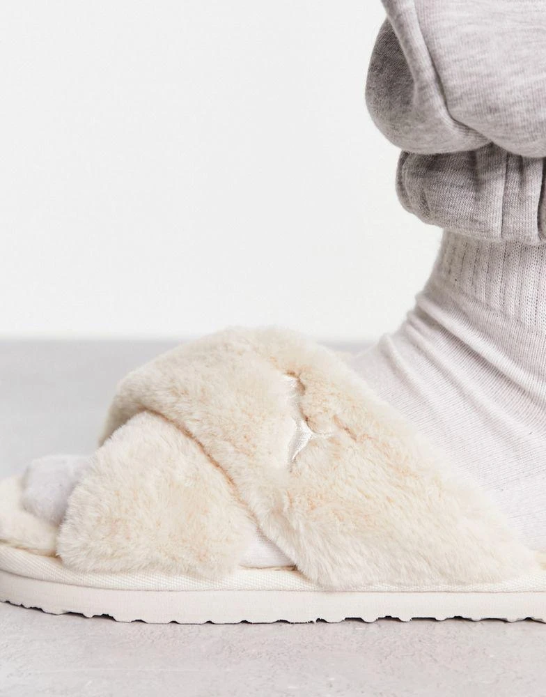 商品Puma|Puma Fluff slippers in beige,价格¥166,第2张图片详细描述