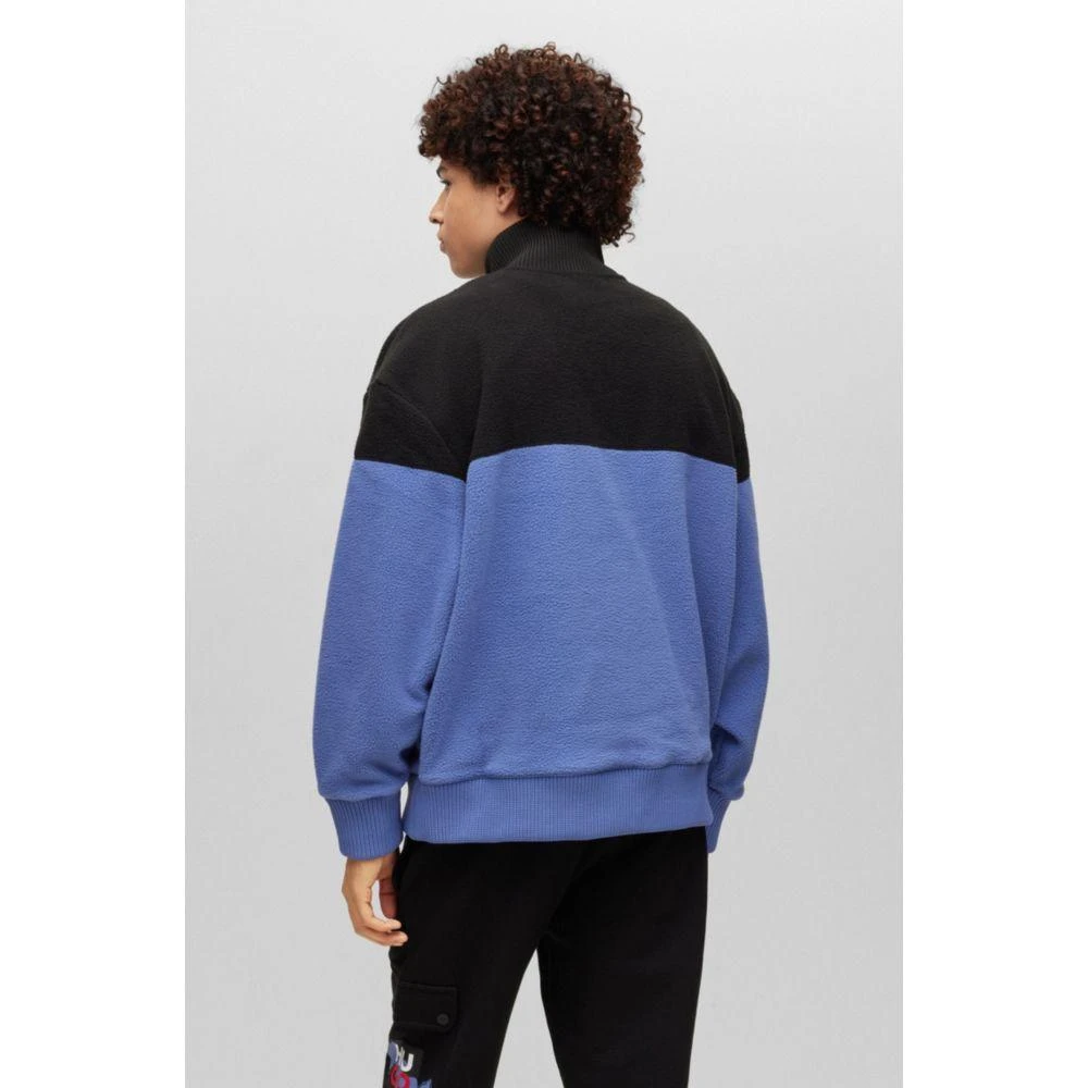 商品Hugo Boss|Zip-neck sherpa fleece sweatshirt with stacked logo embroidery,价格¥656,第4张图片详细描述