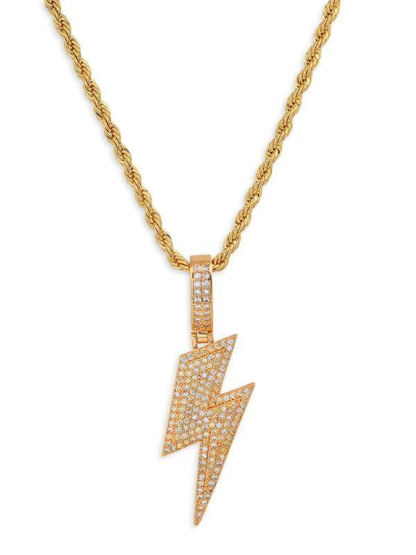 商品Anthony Jacobs|18K Goldplated & Stimulated Diamond Pendant Necklace,价格¥441,第3张图片详细描述