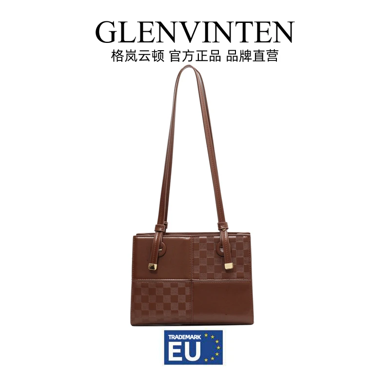 商品[国内直发] GLENVINTEN|格岚云顿新款潮流撞色单肩包棋盘格复古女包时尚百搭斜挎包洋气小方包,价格¥186,第1张图片