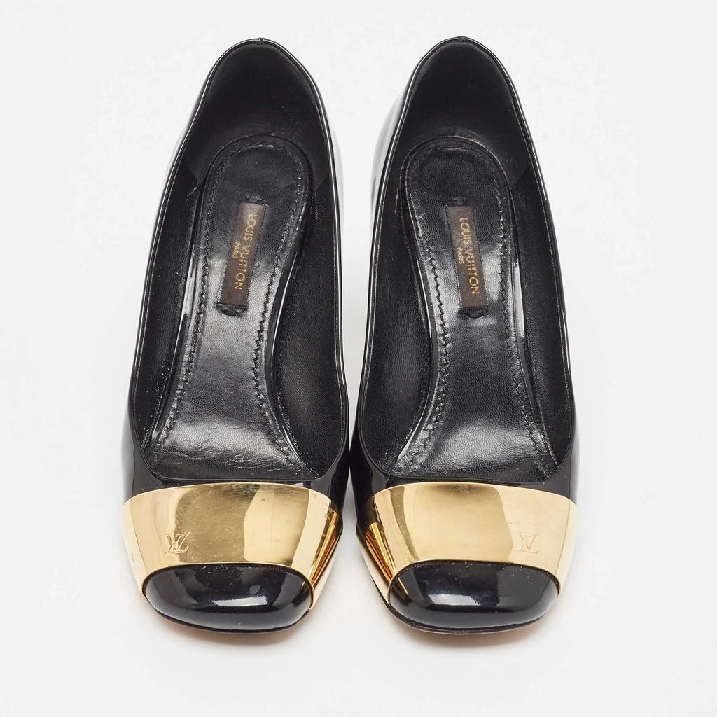 商品[二手商品] Louis Vuitton|Louis Vuitton Black Patent Leather Gold Plate Block Heel Pumps Size 36,价格¥1571,第3张图片详细描述