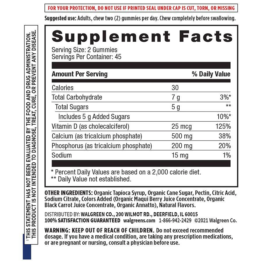 商品Walgreens Free & Pure|Calcium + Vitamin D3 Gummies Natural Strawberry, Orange & Cherry,价格¥112,第3张图片详细描述