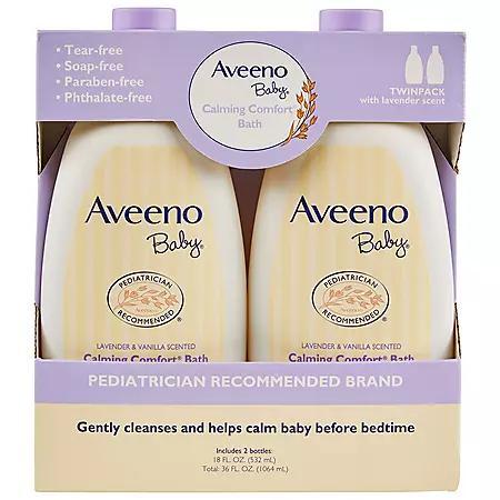 商品Aveeno|婴儿镇静沐浴液(18 fl. oz., 2只装),价格¥113,第1张图片