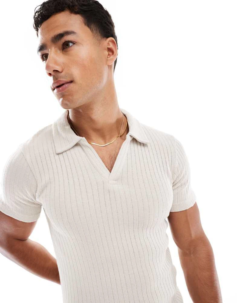 商品Jack & Jones|Jack & Jones muscle fit polo in beige,价格¥295,第1张图片