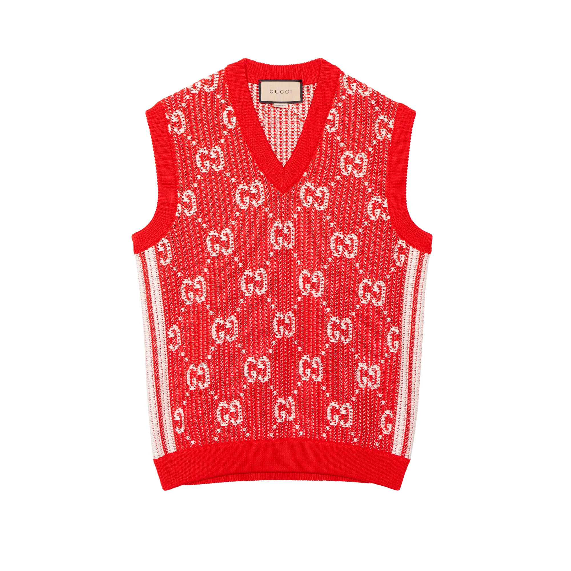 商品[国内直发] Gucci|古驰 图案印花缕空无袖马甲 男款 红色,价格¥3536,第1张图片
