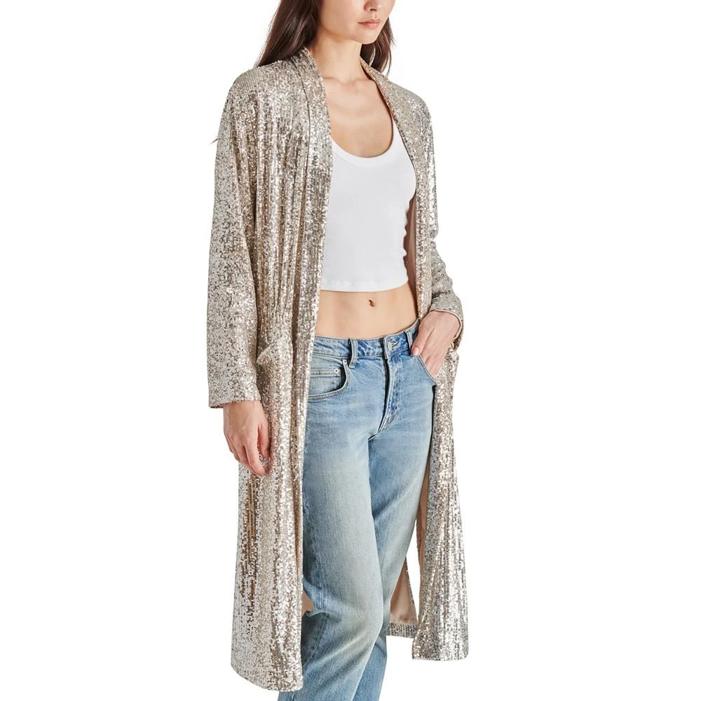 商品Steve Madden|Women's Show Stopper Long Glitter Coat,价格¥356,第3张图片详细描述