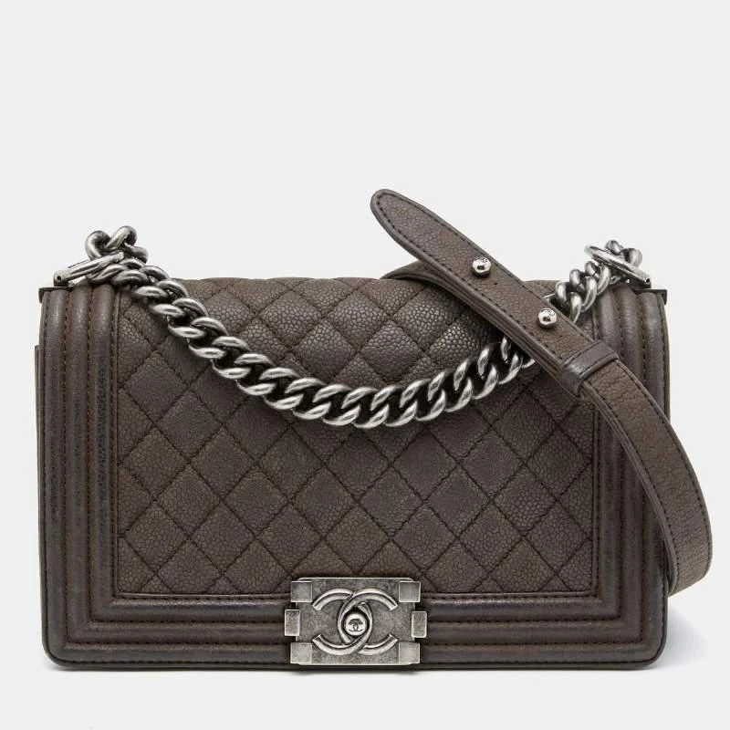 商品[二手商品] Chanel|Chanel Dark Brown Quilted Nubuck Leather Medium Boy Bag,价格¥18228,第1张图片