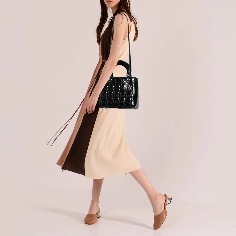 商品[二手商品] Dior|Dior Black Cannage Patent Leather Medium Lady Dior Tote,价格¥16375,第2张图片详细描述