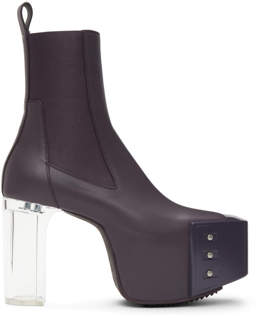 商品Rick Owens|Purple Beveled Platform Boots,价格¥14243,第1张图片
