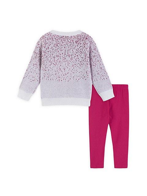 Baby Girl's & Little Girl's 2-Piece Speckled Sweater & Leggings Set商品第2张图片规格展示