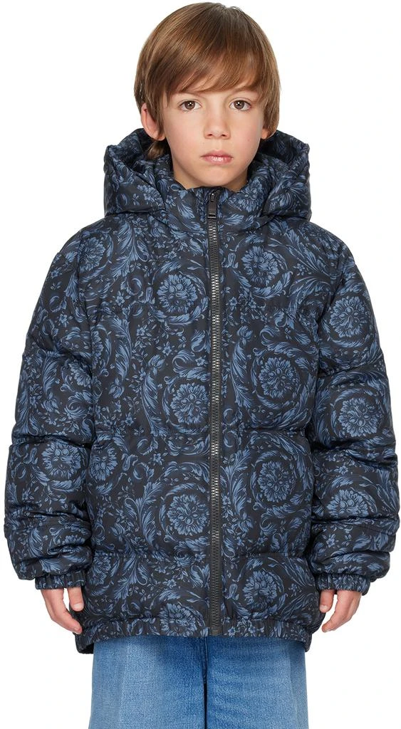 商品Versace|Kids Navy Barocco Down Jacket,价格¥3573,第1张图片