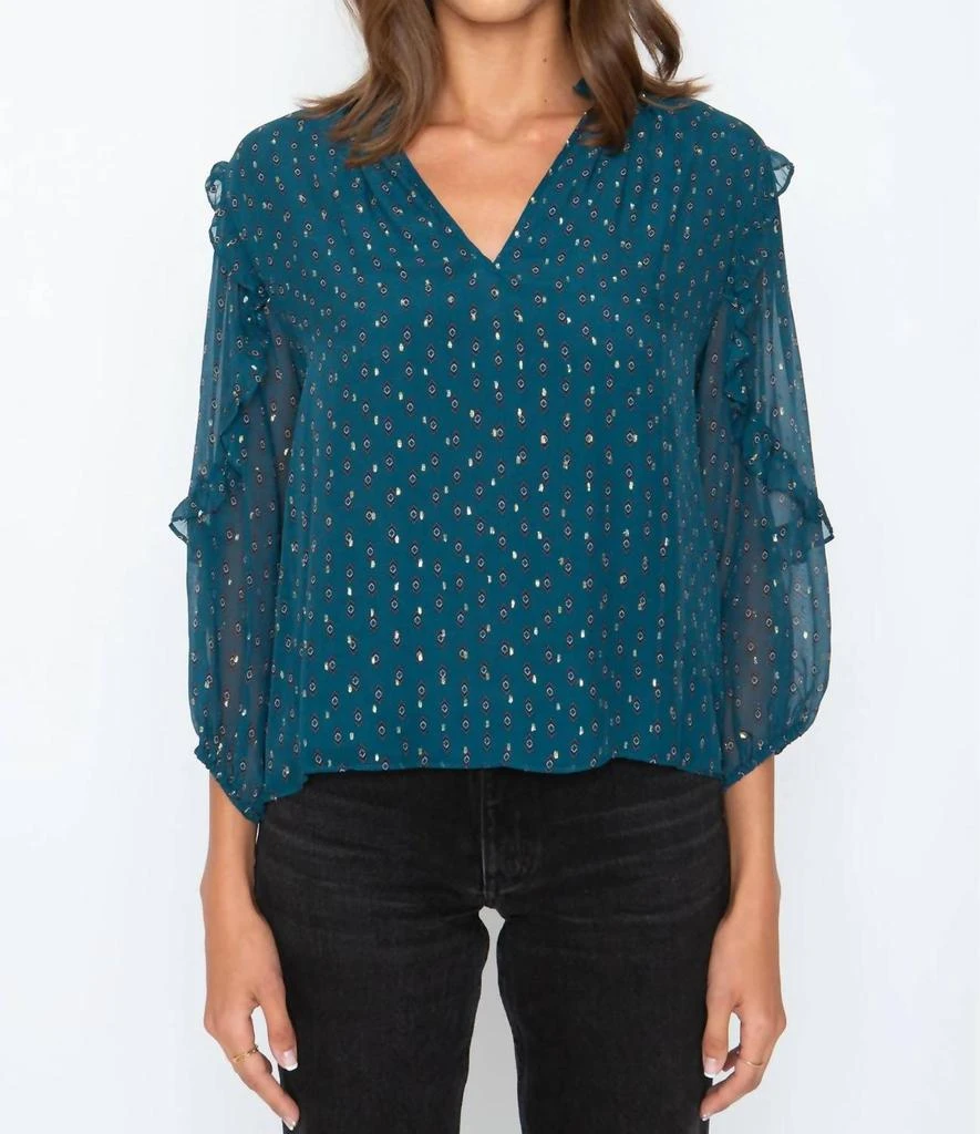 商品Caballero|Gracie Top in Emerald Lurex Chiffon,价格¥1099,第1张图片