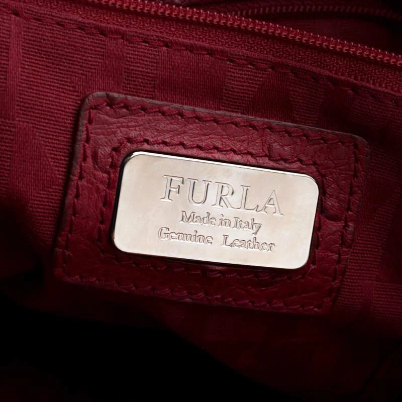 Furla Red Ostrich Embossed Leather Large Greta Tote 商品