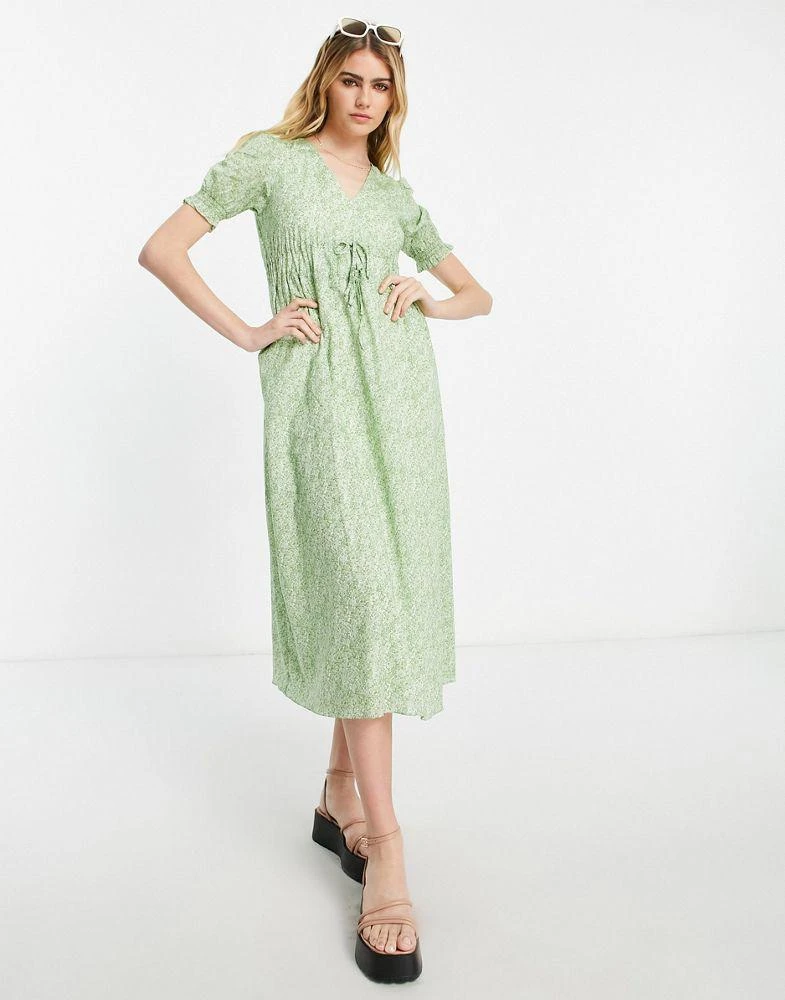 商品& Other Stories|& Other Stories midi dress with drawstring waist and puff sleeves in pretty floral,价格¥503,第4张图片详细描述