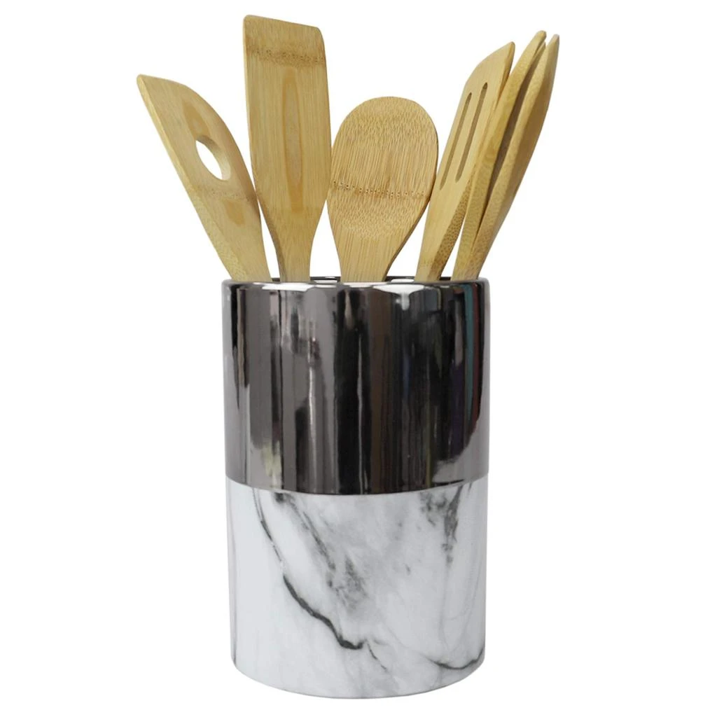 商品Home Basics|Home Basics Athena Marble Utensil Crock, Silver,价格¥147,第1张图片