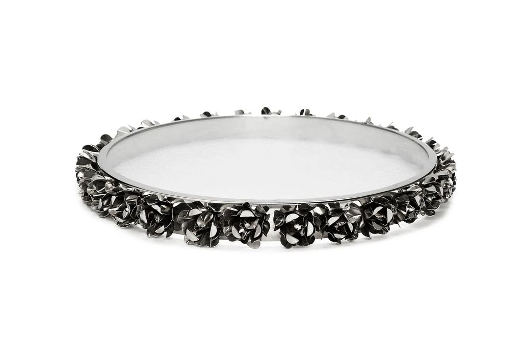 商品Classic Touch Decor|Glass Round Platter with Silver Flower Border,价格¥363,第1张图片