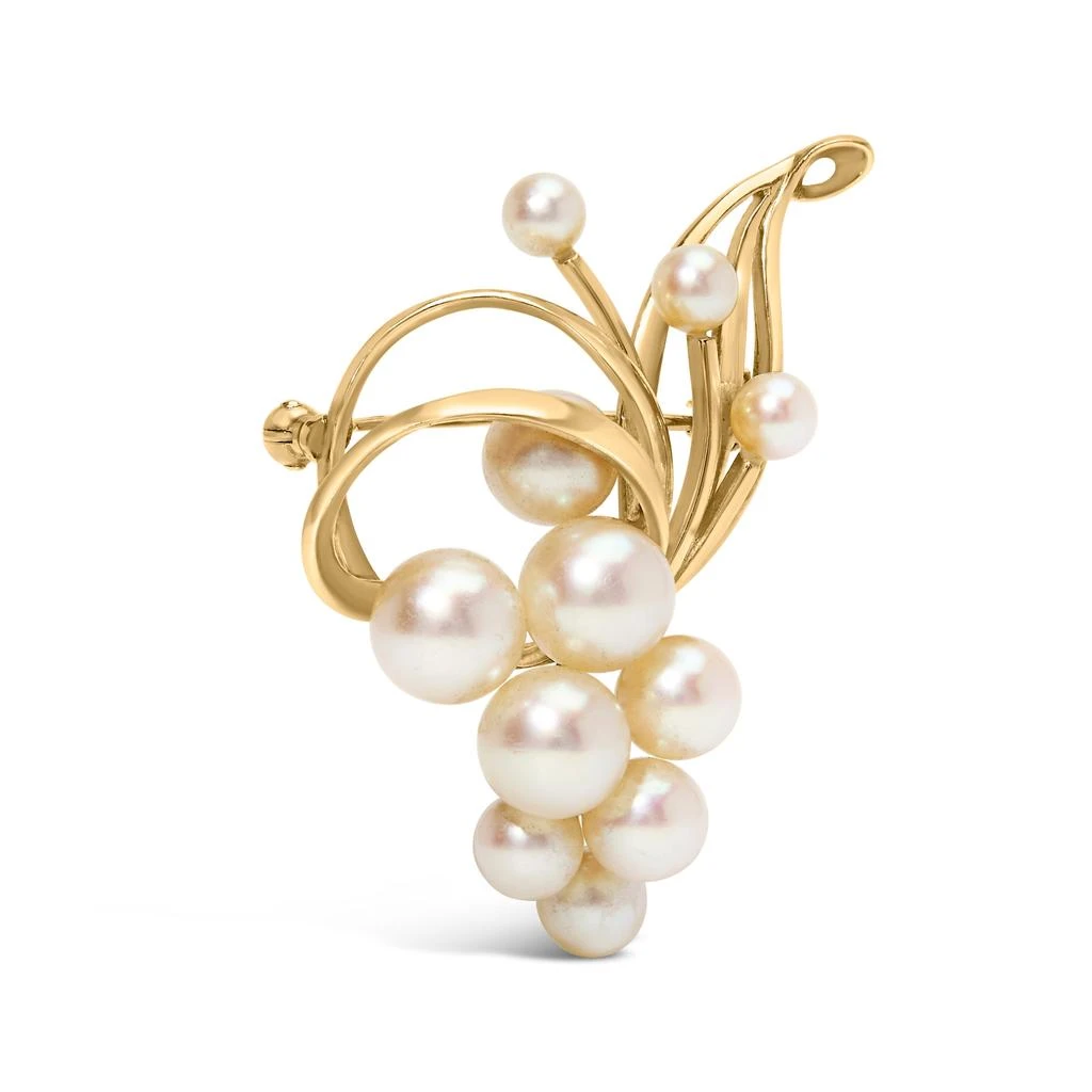 商品Haus of Brilliance|14K Yellow Gold Akoya Cultured Pearl Cluster Swirl Brooch Pin,价格¥8122,第2张图片详细描述