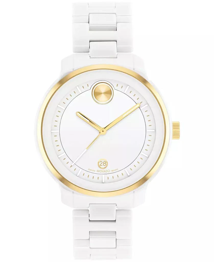 商品Movado|Women's Bold Verso Swiss Quartz White Ceramic Bracelet Watch 39mm,价格¥4705,第1张图片