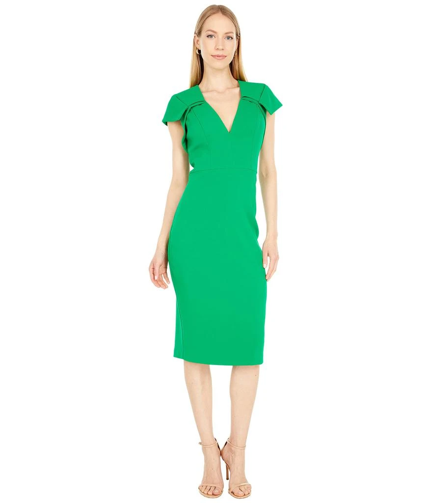 商品Badgley Mischka|V-Neck Cap Sleeve Shift Dress,价格¥2956,第1张图片