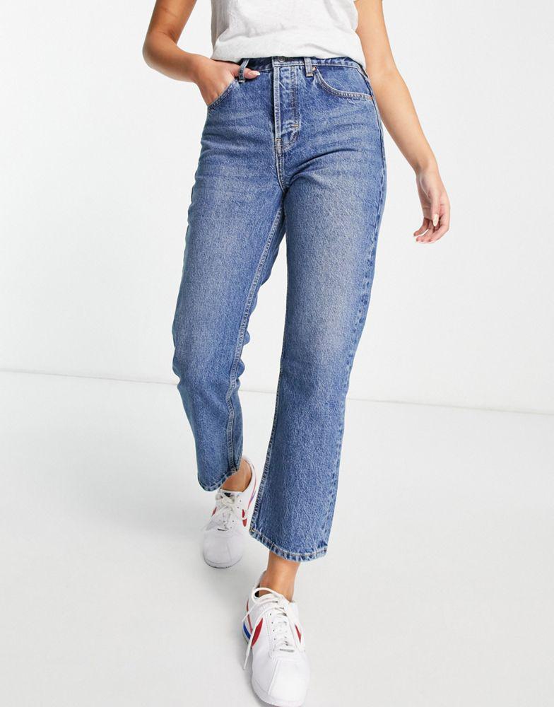 Topshop Editor straight leg jeans in mid wash blue商品第4张图片规格展示