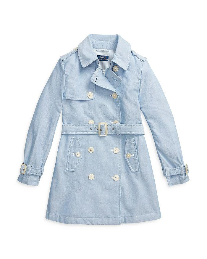 商品Ralph Lauren|Girls' Cotton Oxford Trench Coat - Big Kid,价格¥506,第1张图片