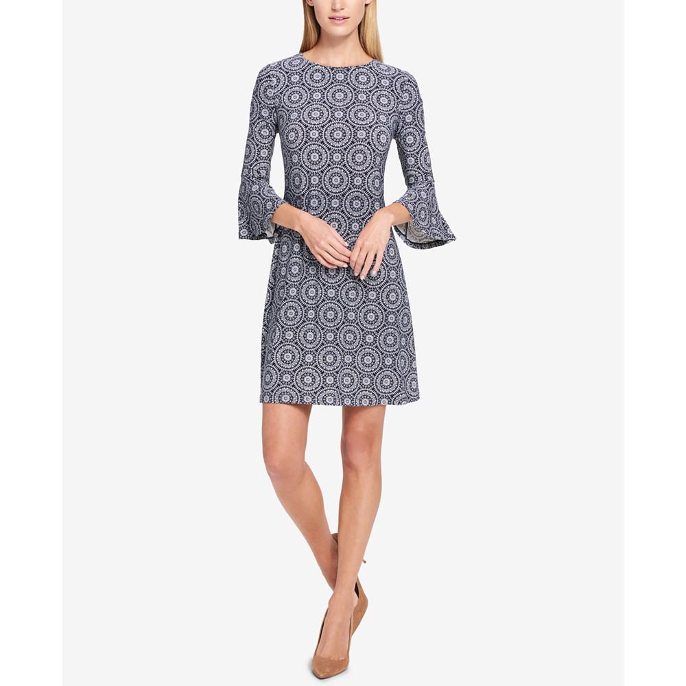 商品Tommy Hilfiger|Petite Printed Bell-Sleeve Dress,价格¥709,第1张图片