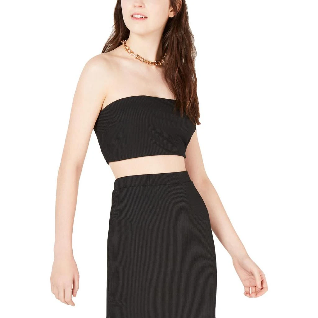 商品Material Girl|Material Girl Womens Juniors Rib Knit Bandeau Crop Top,价格¥16,第1张图片