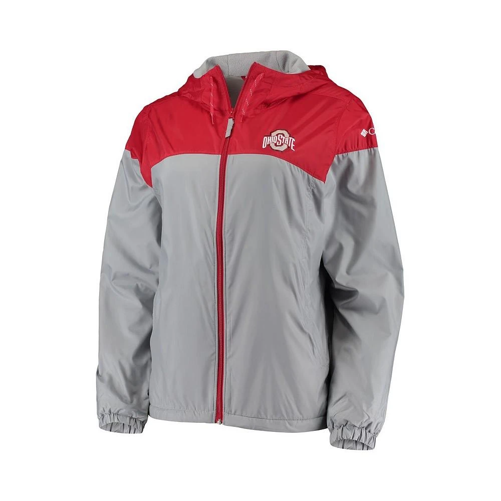 商品Columbia|Women's Scarlet, Gray Ohio State Buckeyes Flash Forward Lined Full-Zip Windbreaker Hoodie Jacket,价格¥407,第2张图片详细描述