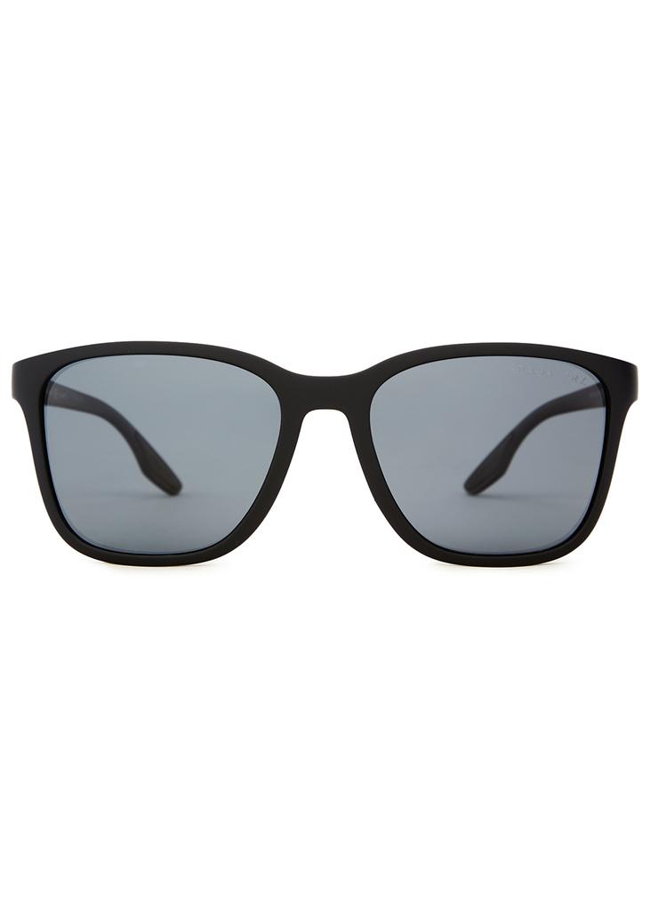 Matte black wayfarer-style sunglasses商品第2张图片规格展示