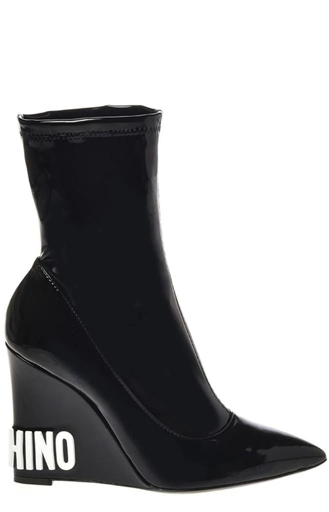 商品Moschino|Moschino Logo Embossed Wedge Boots,价格¥2878,第1张图片