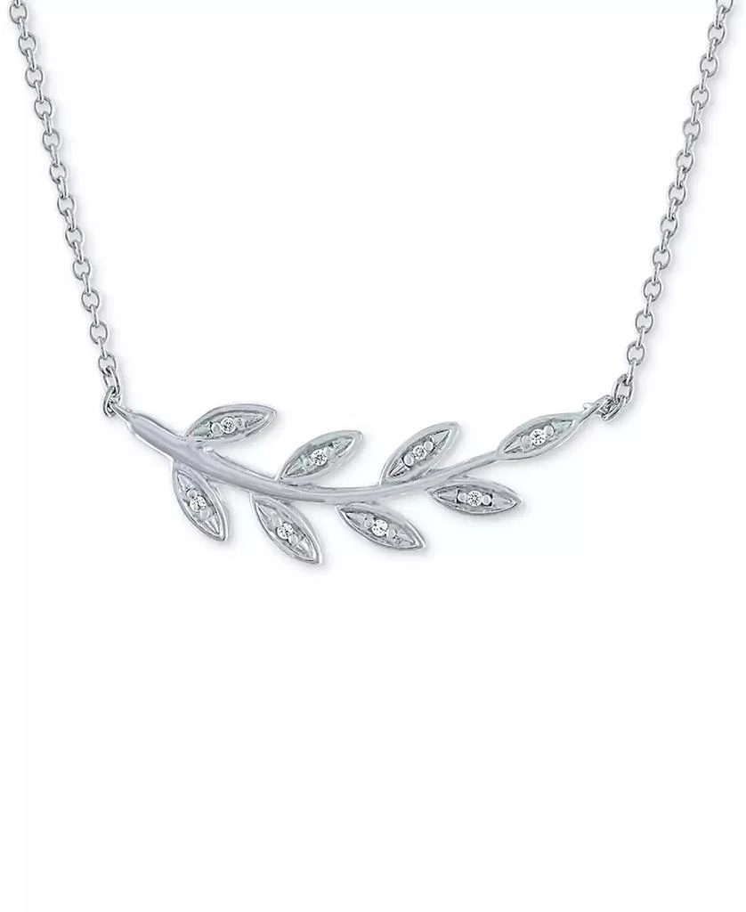 商品Macy's|Diamond Accent Olive Branch Pendant Necklace in Sterling Silver, 16" + 2" extender,价格¥758,第1张图片