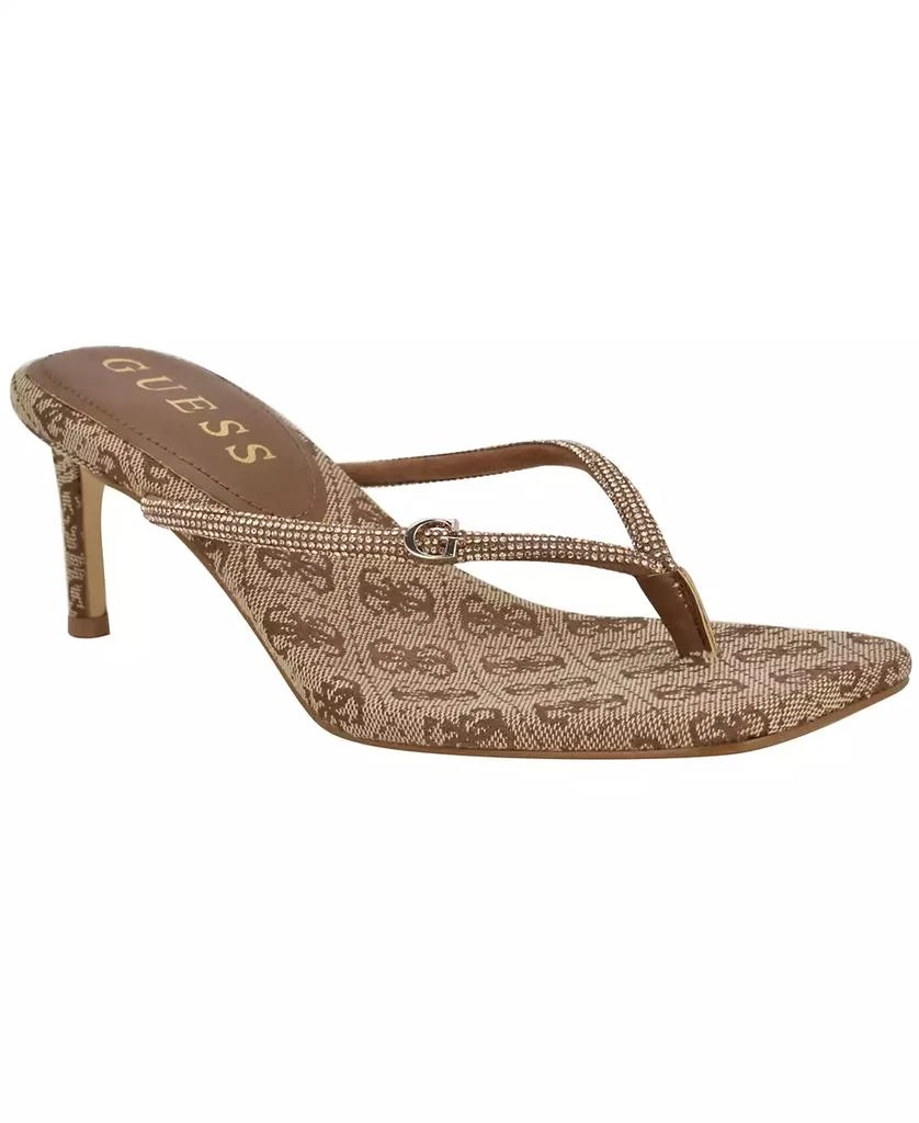 商品GUESS|Women's Mayan Rhinestone Thong Kitten Heel Sandals,价格¥470,第1张图片