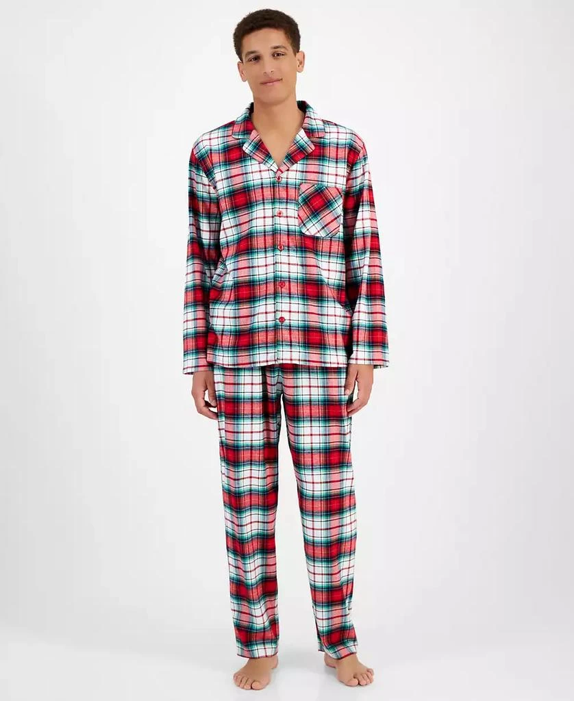 商品Holiday Lane|Men's Winterton Plaid Notch Collar Matching Family Pajamas Set, Created for Macy's,价格¥150,第1张图片