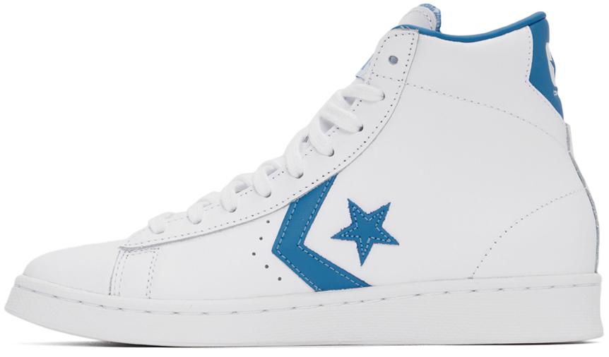 White & Blue Pro Leather High Sneakers商品第3张图片规格展示