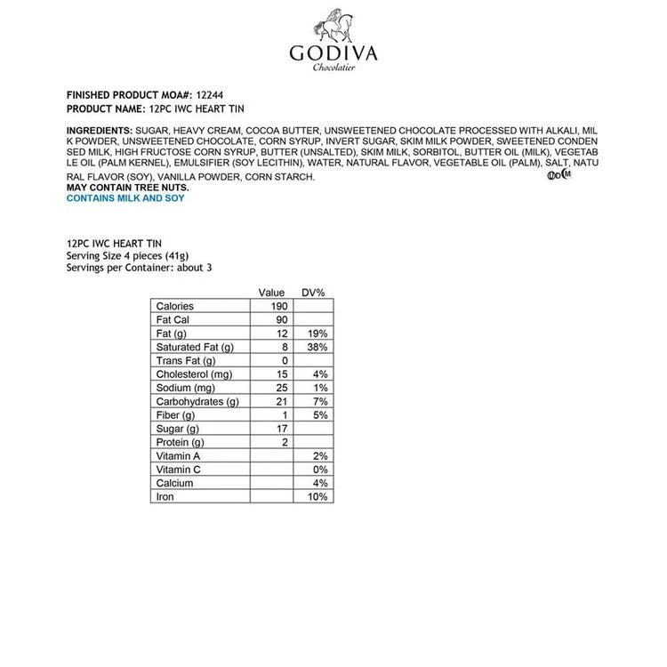 商品Godiva|2018 12-Pc. Truffles Heart Tin,价格¥112,第4张图片详细描述