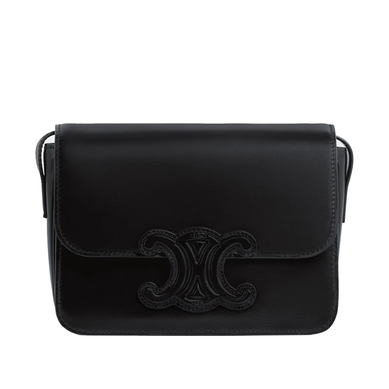 商品Celine|【包税】CELINE/赛琳 22春夏新款TEEN TRIOMPHE系列 女士黑色牛皮革黑色凯旋扣斜挎单肩包 199233BF4.38NO,价格¥24512,第1张图片