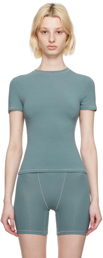 商品SKIMS|Blue Cotton Jersey T-Shirt,价格¥468,第1张图片