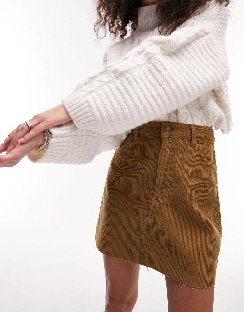 商品Topshop|Topshop denim skirt in khaki cord,价格¥190,第1张图片