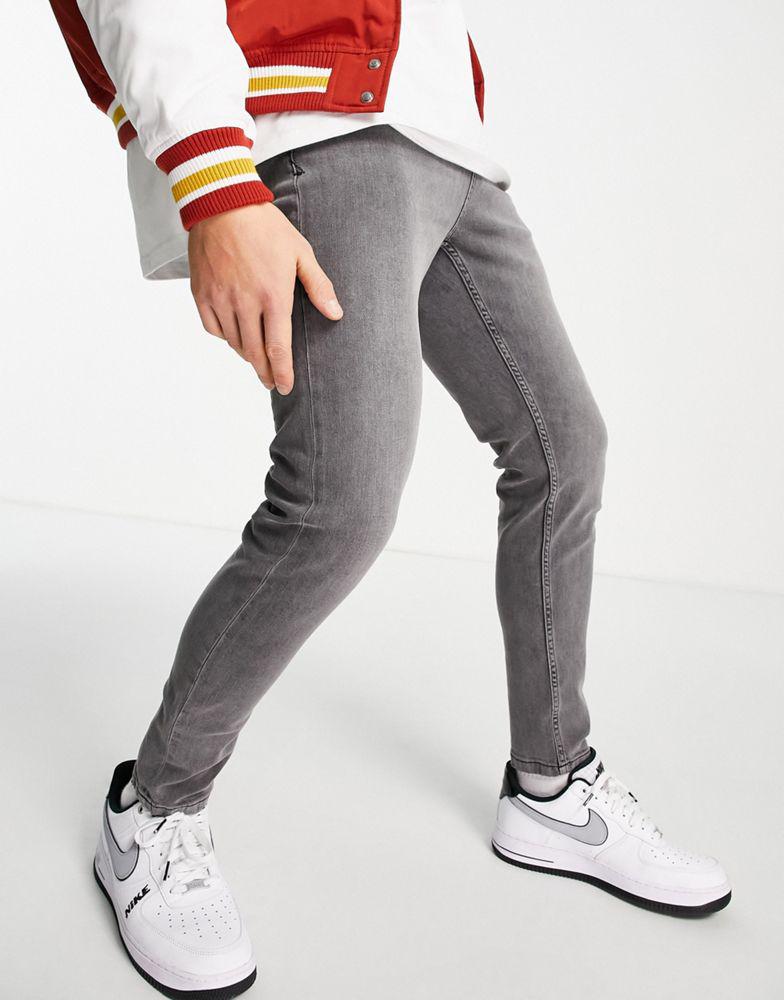 Topman stretch tapered jeans in grey商品第4张图片规格展示