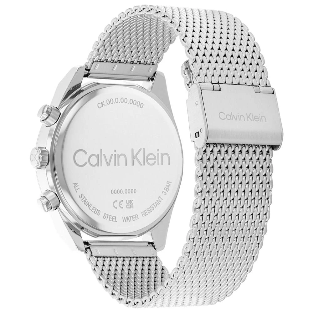 商品Calvin Klein|Men's Multifunction Silver-Tone Stainless Steel Mesh Bracelet Watch 44mm,价格¥1356,第3张图片详细描述