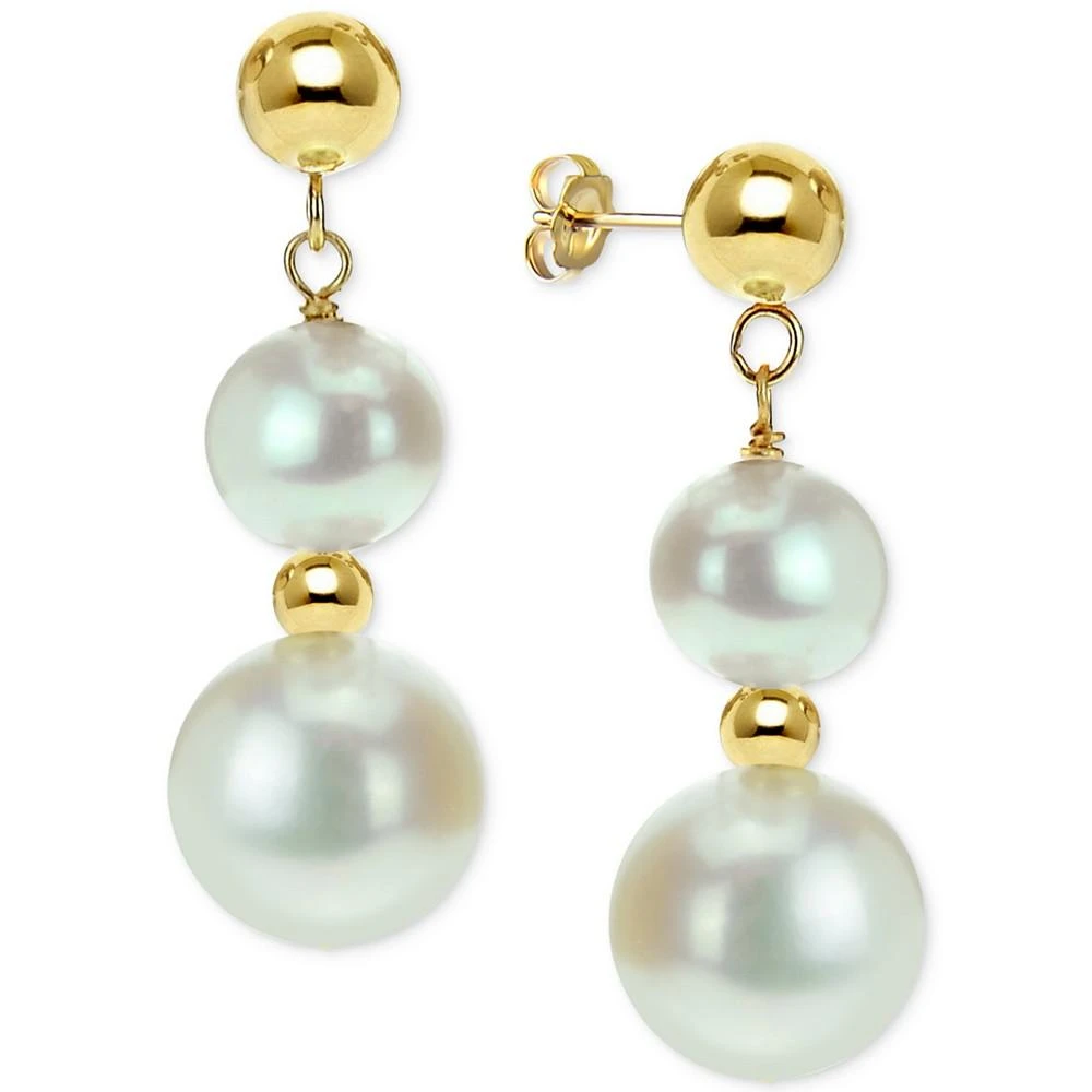 商品Macy's|Cultured Freshwater Pearl Dangle Drop Earrings (5 & 9mm) in 14k Gold,价格¥2066,第1张图片
