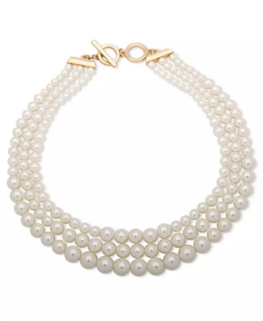 商品Anne Klein|Three Row Gradulated Pearl Collar Necklace, 18.5",价格¥270,第1张图片