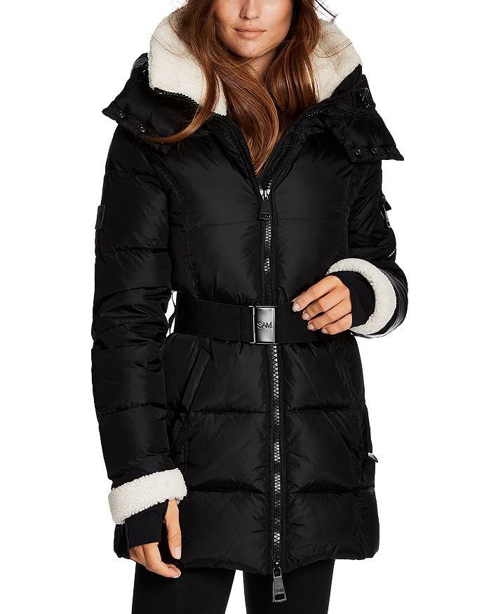 Courtney Shearling Trim Hooded Puffer Coat 商品