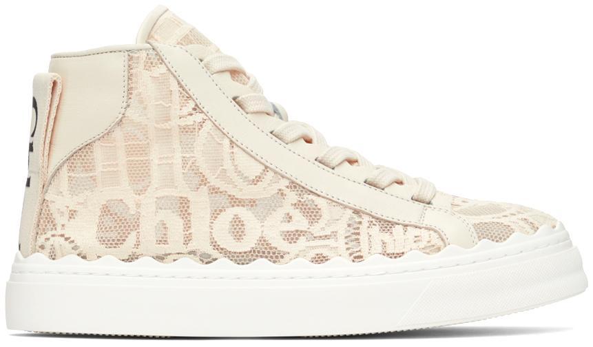 商品Chloé|Beige Lauren High-Top Sneakers,价格¥4350,第1张图片